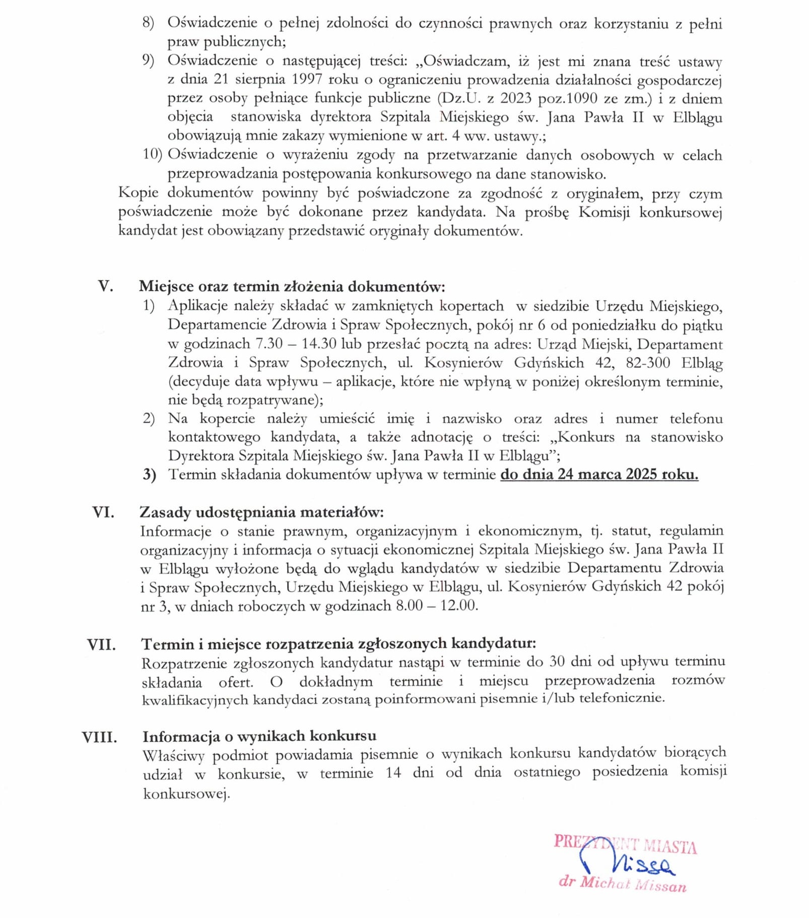 ogłoszenie o konkursie II 2
